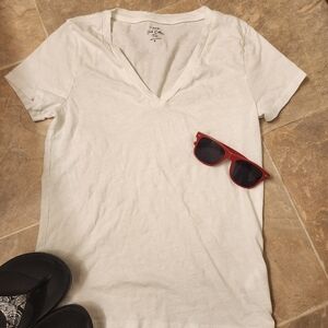 J. Crew White Slim V-Neck Tee